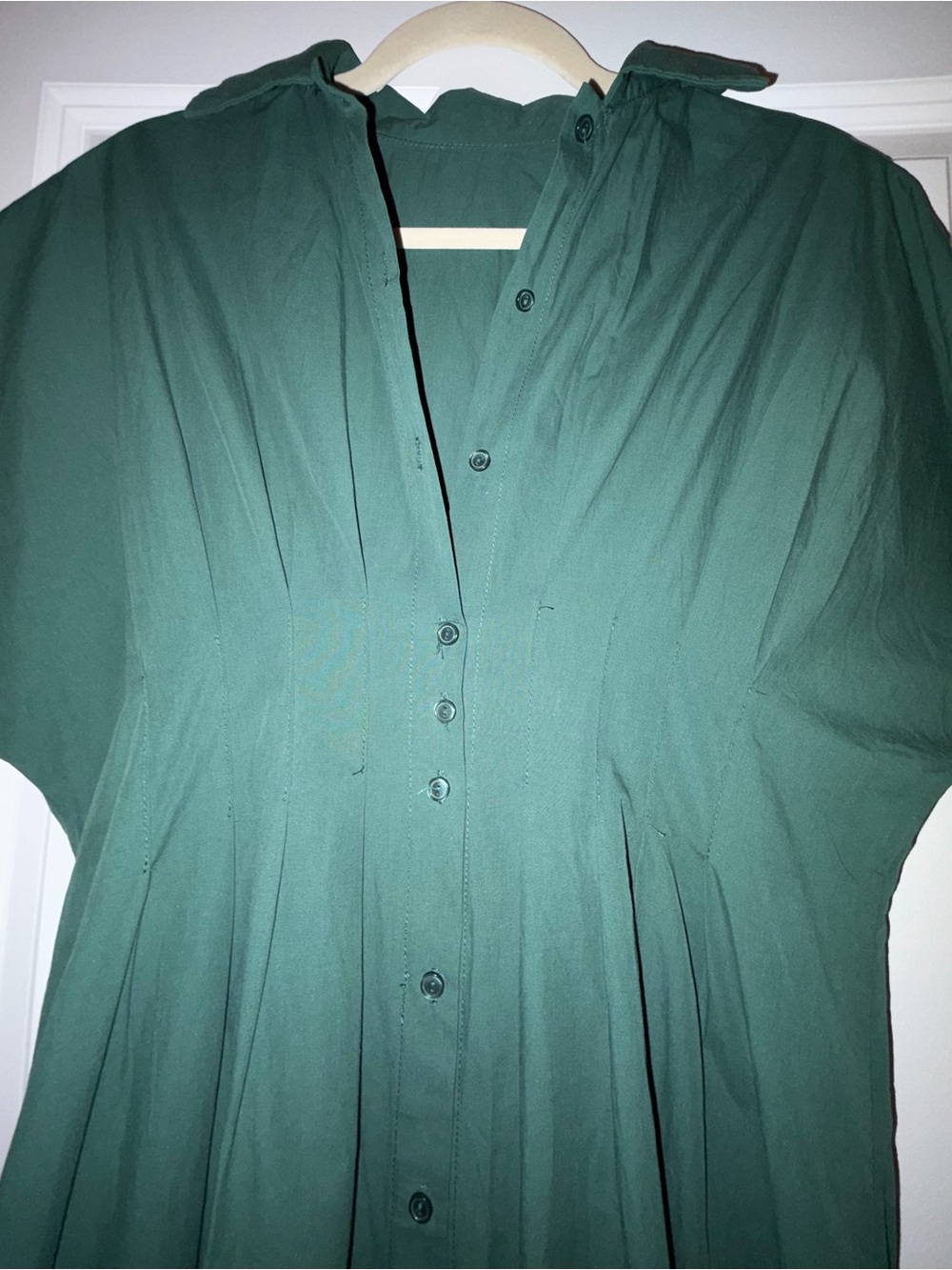 Anthro Tobie *Dupe* Forest Green Midi Button-Front Dress